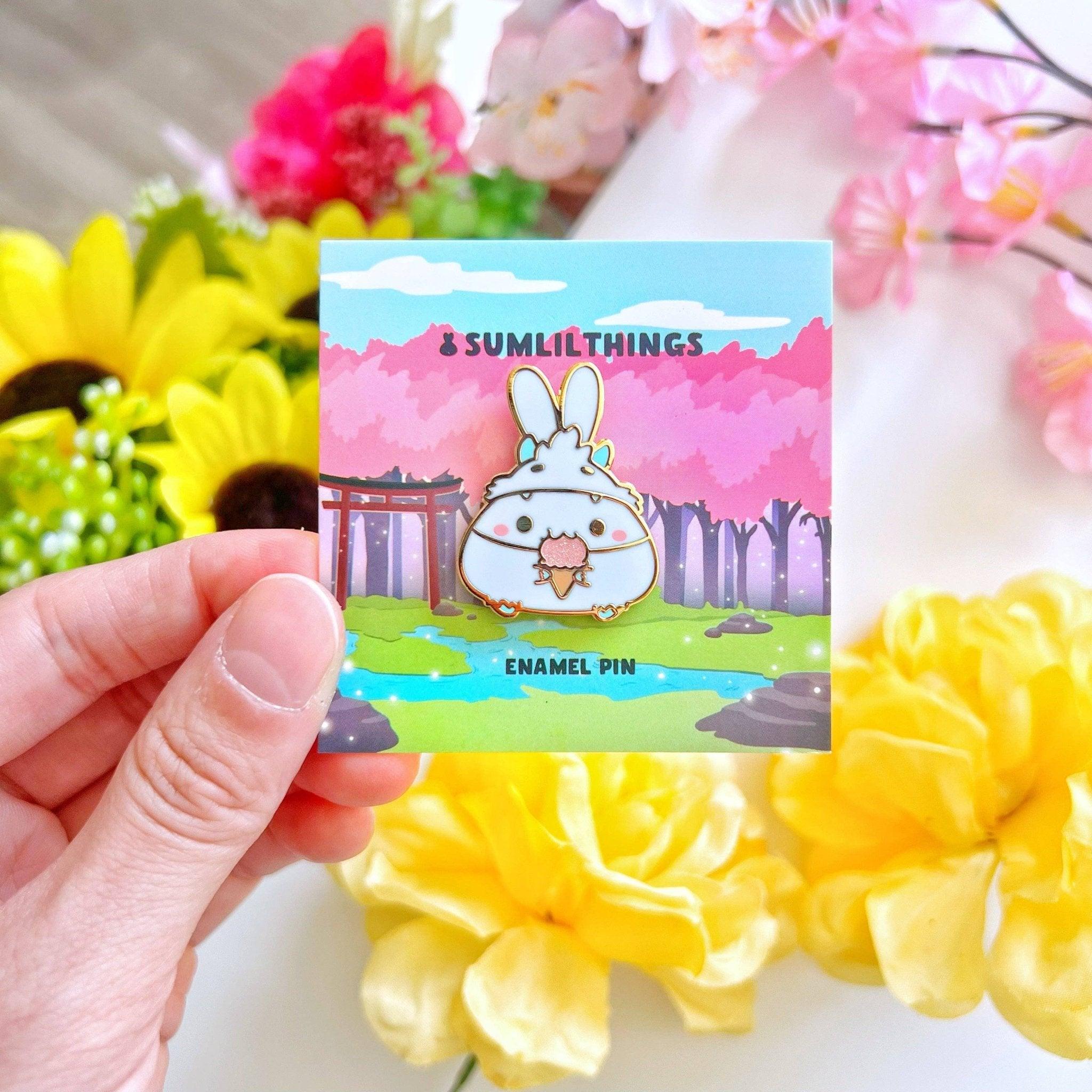 Enamel Pin - Yeti Bunny with Ice Cream - Art Haus and Co