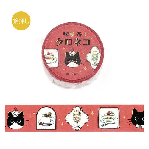 BGM Decoration Black-cat Coffee Shop Masking Tape