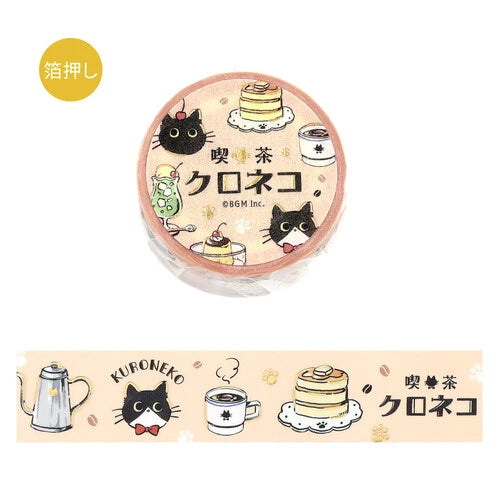 BGM Decoration Black-cat Coffee Shop Masking Tape