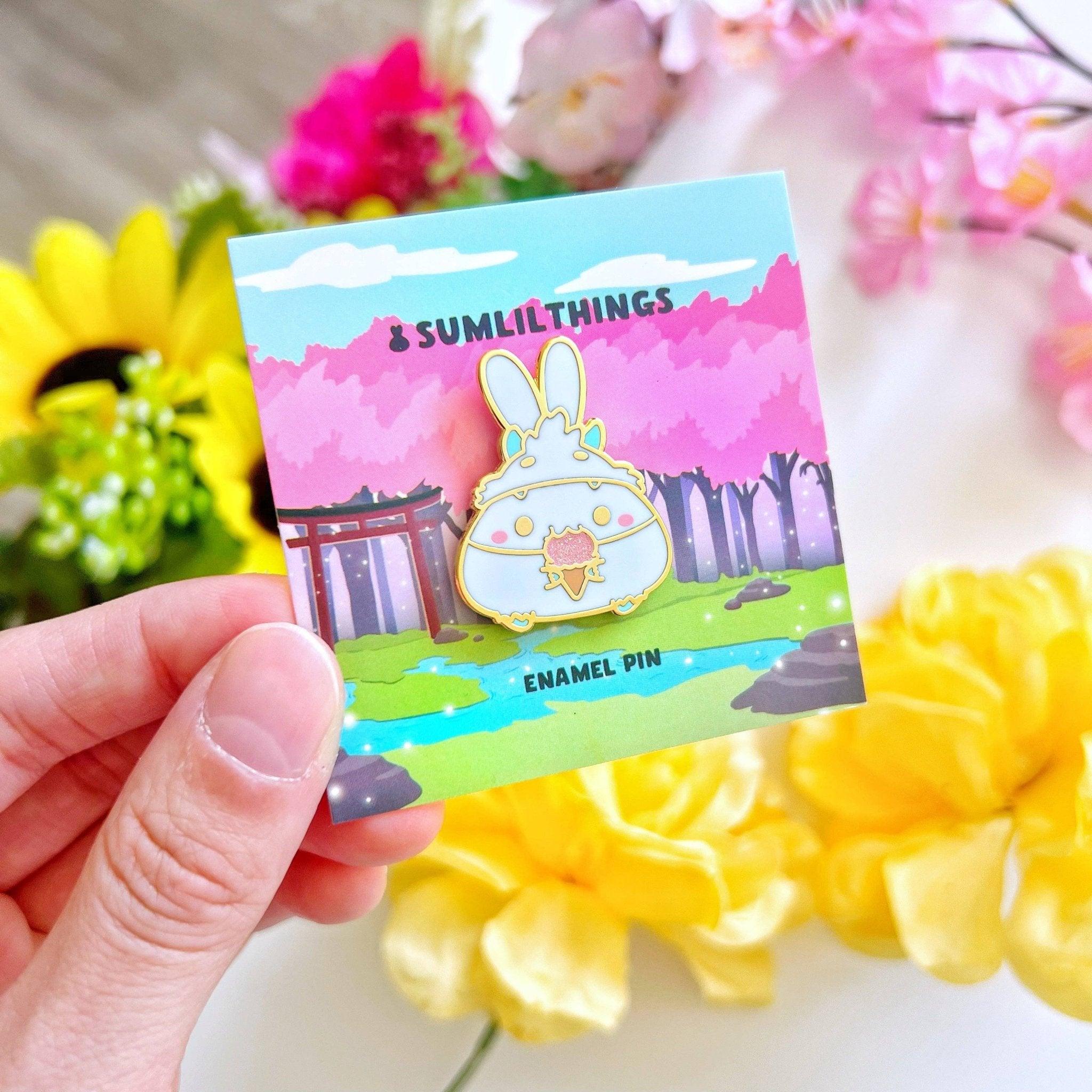 Enamel Pin - Yeti Bunny with Ice Cream - Art Haus and Co