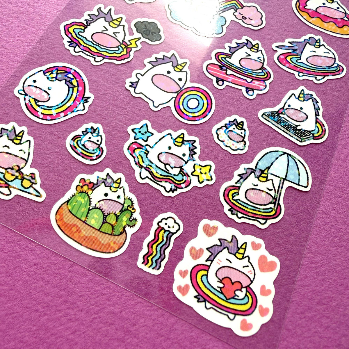 A Unicorn Day Glitter Planner Sticker Sheet