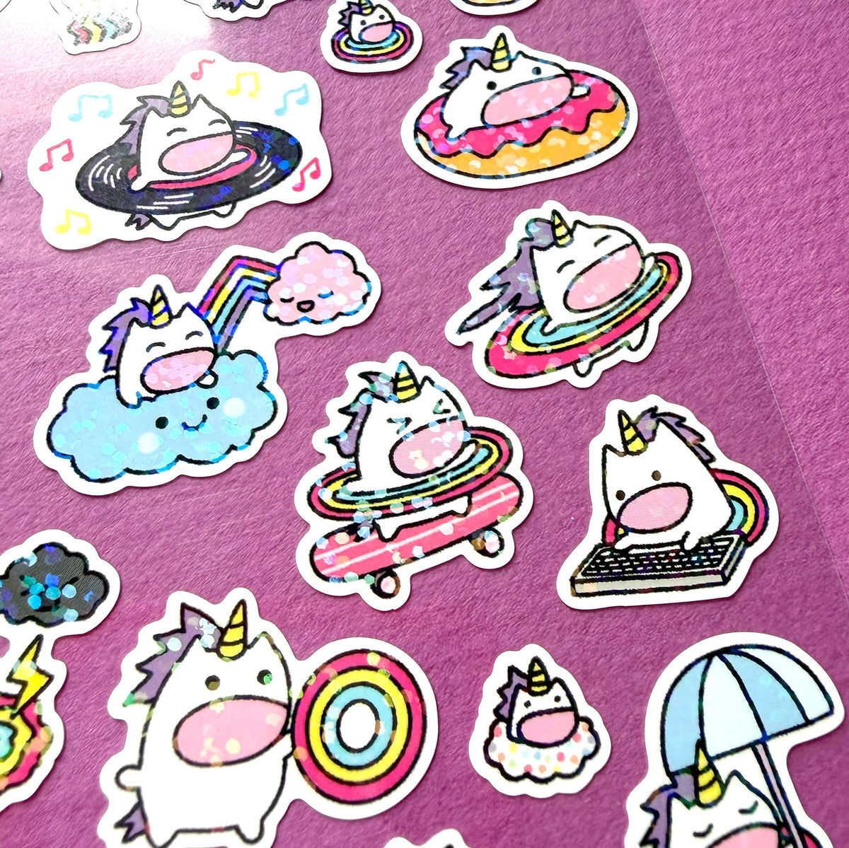 A Unicorn Day Glitter Planner Sticker Sheet