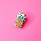 Iced Latte Coffee Cat Enamel Pin - Art Haus and Co