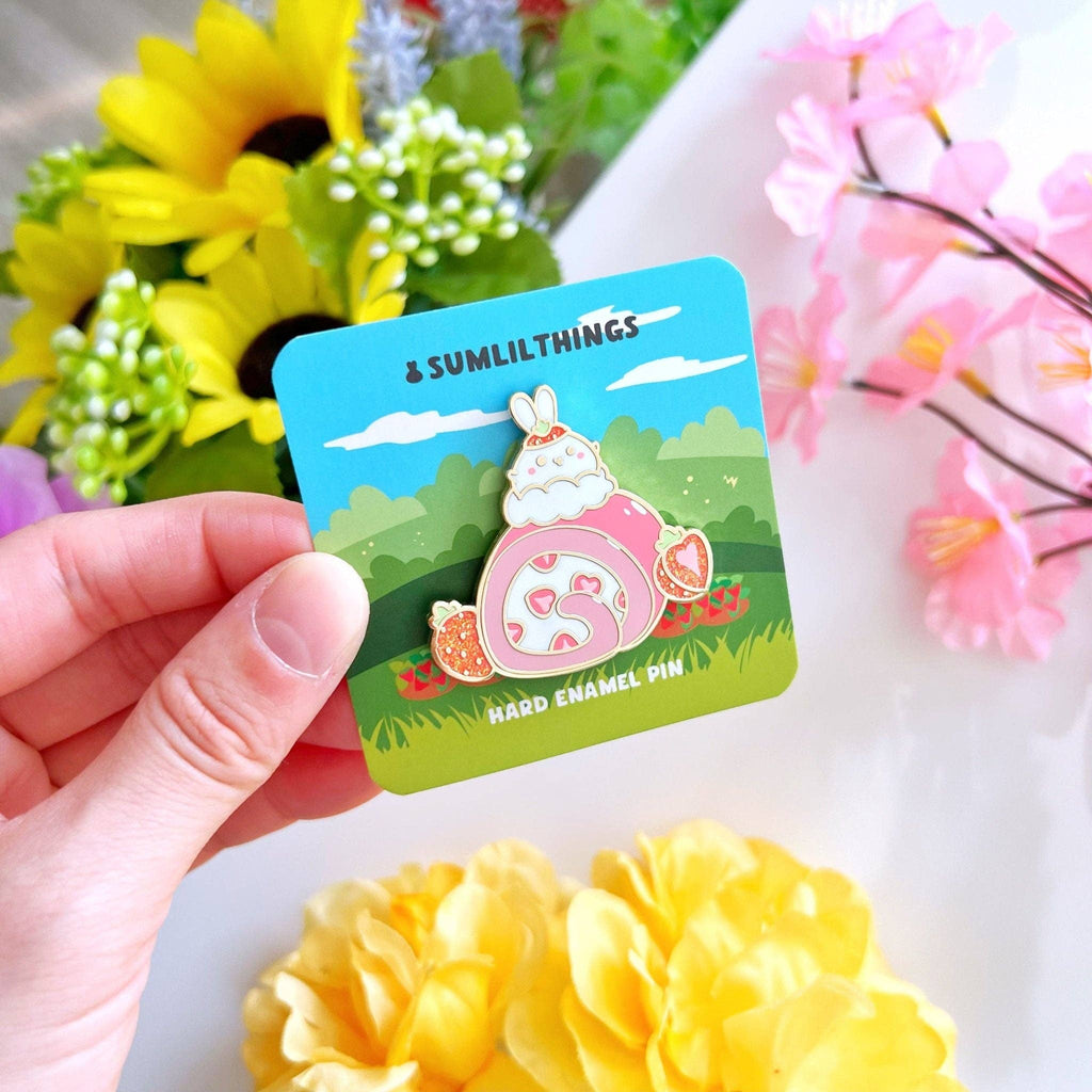 Enamel Pin - Strawberry Roll Bunny - Art Haus and Co