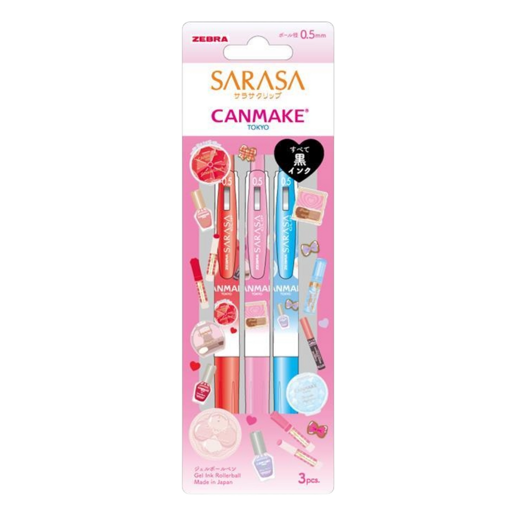 [Limited Edition] Canmake Sarasa Clip Ballpoint Pen 0.5mm Gel Ink 3-Color Set