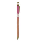 A pink and beige retractable pen with a small white cat illustration and the name 'CHIKAWA' printed vertically, shown on a plain white background.