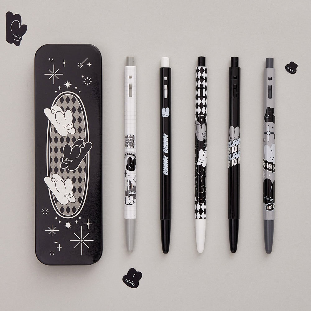 Monami 153 Black Bunny Ballpoint Pen Set