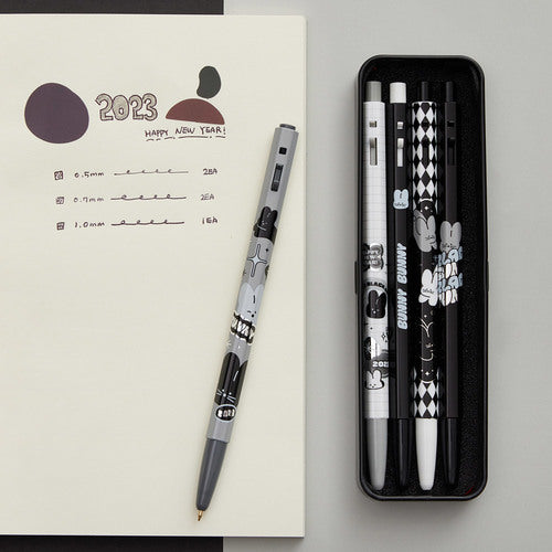 Monami 153 Black Bunny Ballpoint Pen Set