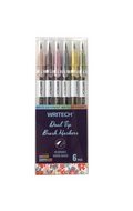 Writech Twin Brush Marker 6 Pack