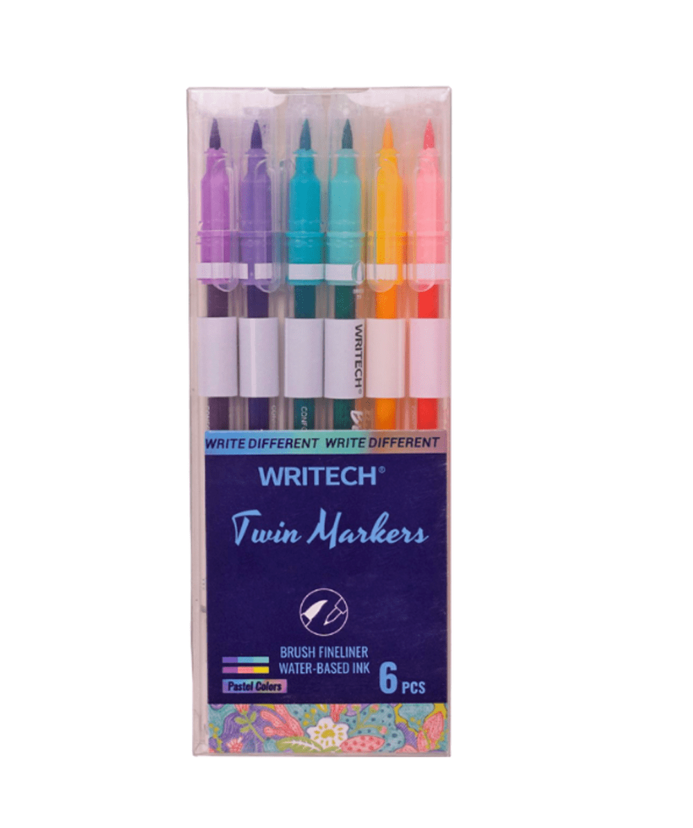 Writech Twin Brush Marker 6 Pack - Art Haus and Co