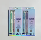 Two WRITECTech mechanical pencil sets in retail packaging, displayed side-by-side against a plain light background.