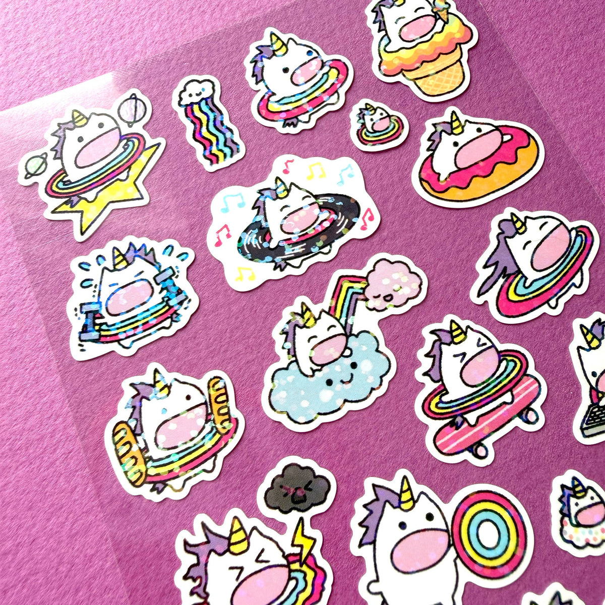 A Unicorn Day Glitter Planner Sticker Sheet
