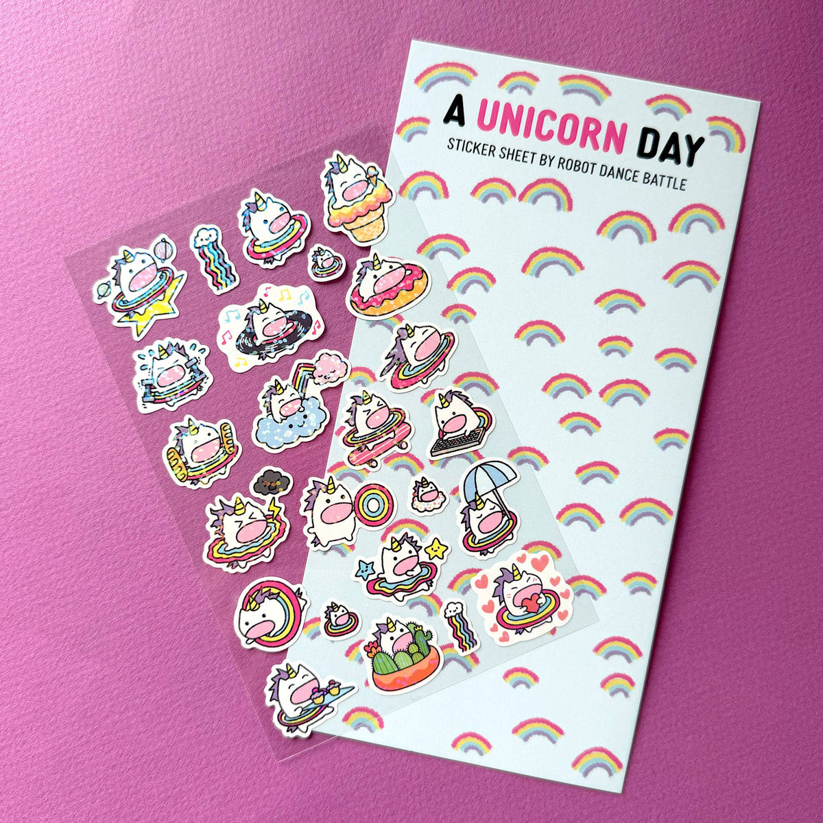 A Unicorn Day Glitter Planner Sticker Sheet