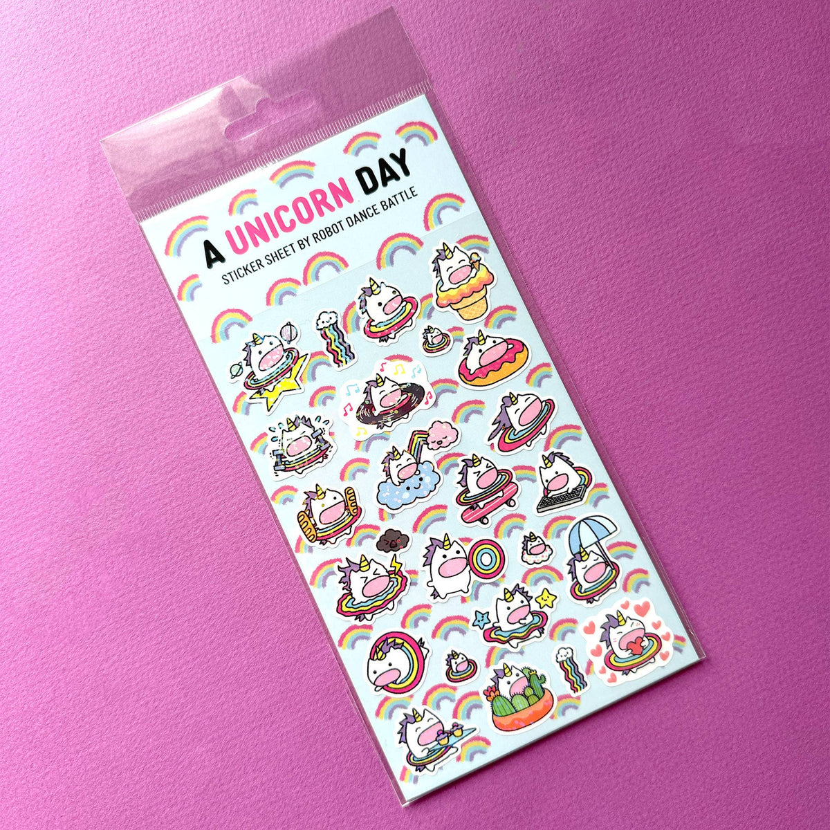 A Unicorn Day Glitter Planner Sticker Sheet