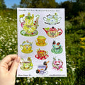 Caterpillar Tea Party Weatherproof Vinyl Sticker Sheet (A5)
