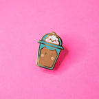 Iced Latte Coffee Cat Enamel Pin - Art Haus and Co
