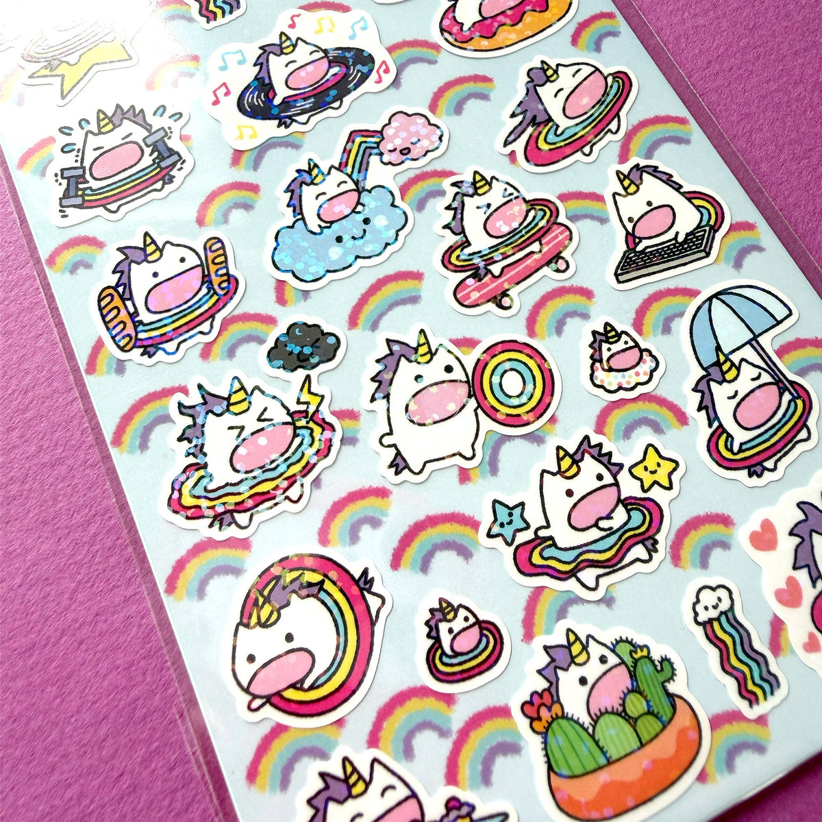 A Unicorn Day Glitter Planner Sticker Sheet