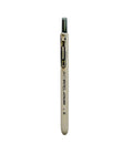 A single beige retractable pen with black printed text reading 'writech+Click+1.5ml' and a black clip, photographed vertically against a plain white background.