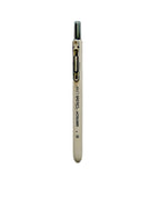 A single beige retractable pen with black printed text reading 'writech+Click+1.5ml' and a black clip, photographed vertically against a plain white background.